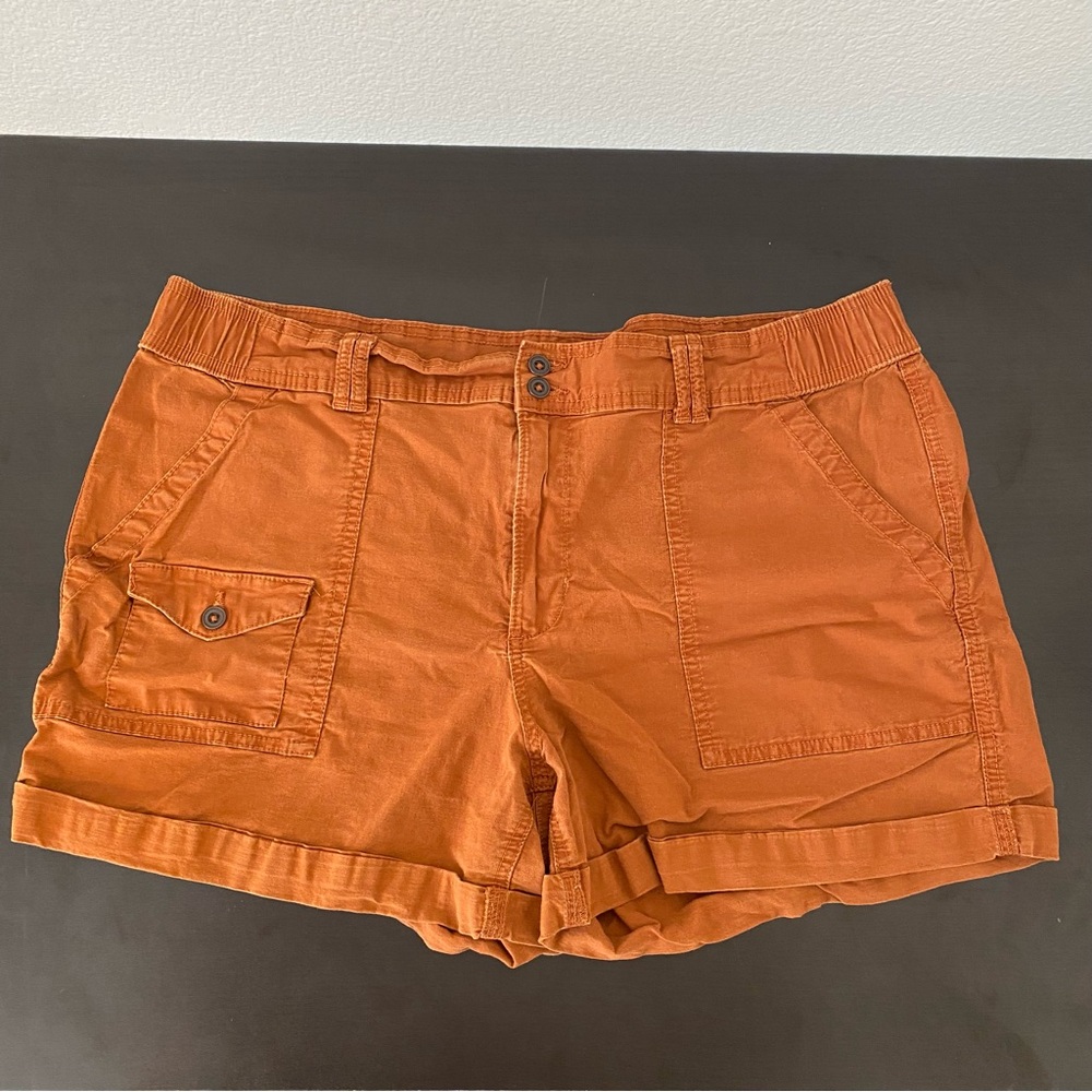 EUC Time and Tru Orange Cargo Shorts Size 18